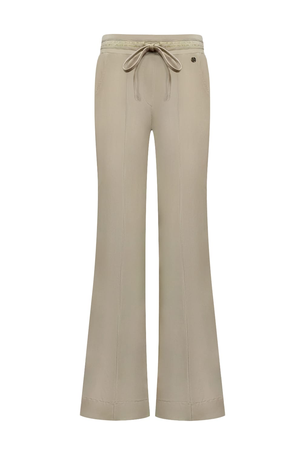 Broek Flared Triple Nine with gold rib belt BR2304 Beige